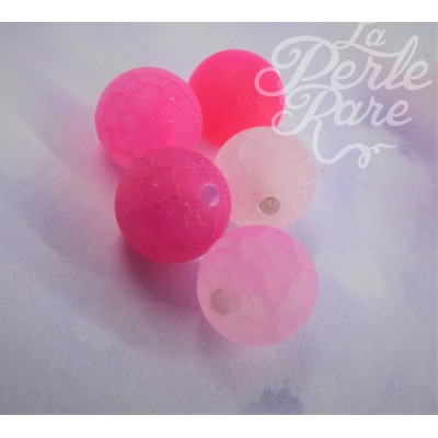 Ronde 8 - Agate de Feu givrée Fuchsia (10 pces)